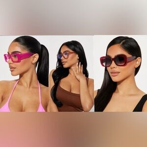 Fashion Nova Pink clear, nude clear & red sunglasses, only tried on.
